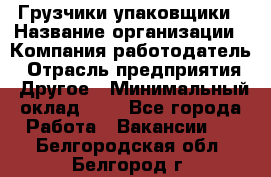 Грузчики-упаковщики › Название организации ­ Компания-работодатель › Отрасль предприятия ­ Другое › Минимальный оклад ­ 1 - Все города Работа » Вакансии   . Белгородская обл.,Белгород г.